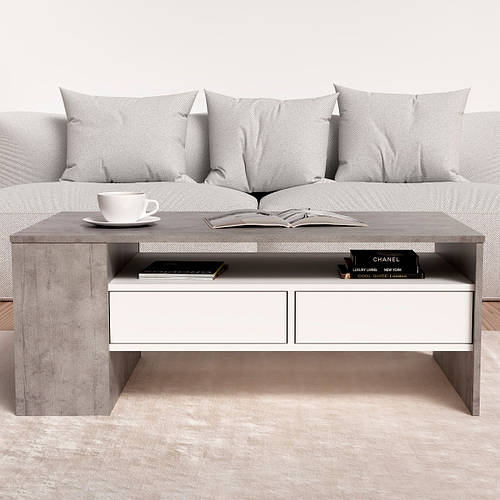 Широкий дизайнерский журнальный стол с полками 112 см, элегантный ...