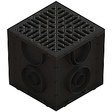 Дощоприймач пластиковий Easy 1 250х250 з решіткою пластиковою щілинною чорний