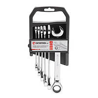 Набір ключів комбінованих, з тріскачкою, 6 шт., 8-19 мм, Cr-V, професійний, DIN3113 INTERTOOL XT-1302
