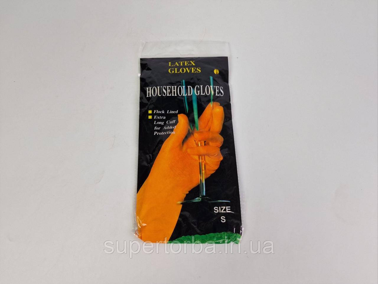 Рукавиці господарські гумові латексні "LATEX GLOVES" (розмір S) (1 пачка), фото 1