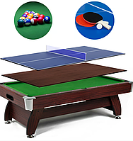 Більярдний стіл Vip Extra 7 футів, вишнево-зелений, зі стільницею для пінг-понгу
