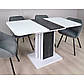 Кухонний стіл із закругленими кутами розсувний Solo 110-145х68 см білий алмаз із вставкою вугільний камінь, фото 3
