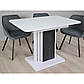 Кухонний стіл із закругленими кутами розсувний Solo 110-145х68 см білий алмаз із вставкою вугільний камінь, фото 5