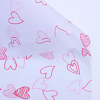 Папір тиш'ю з принтом "Червоні сердечки на білому", 28 аркушів