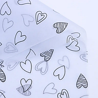 Папір тиш'ю з принтом "Чорні сердечки на білому", 28 аркушів