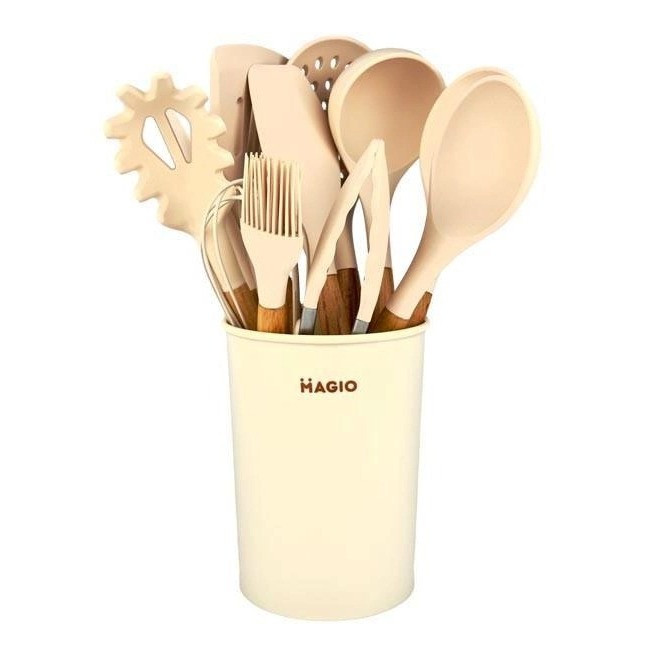Набір кухонного приладдя силіконовий 11 предметів MAGIO MG-1142 Beige (SHiz15010)