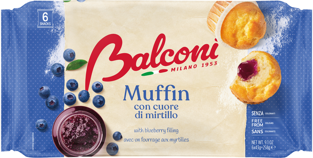 Мафін з чорницею з BALCONI 258г, (12шт/ящ)