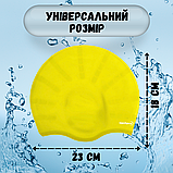 Шапочка для плавання для басейну купання з вушками жіноча силіконова чоловіча Hechpro жовтий (HP268), фото 6