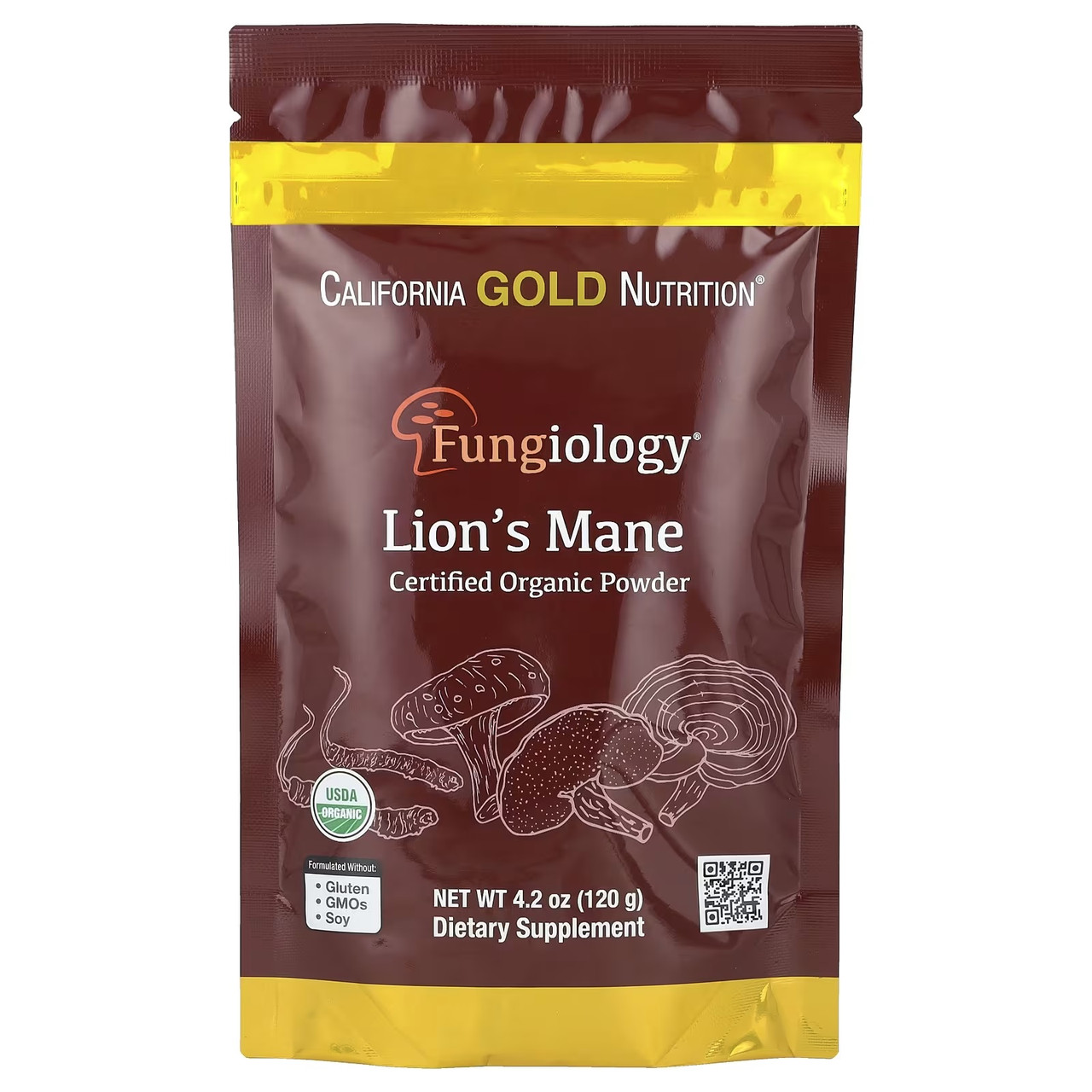 Їжовик гребінчастий California Gold Nutrition Fungiolody Lion`s Mane 120 г (60 порц.)