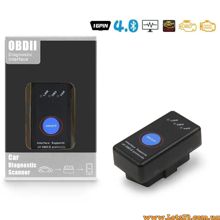Автосканер obd2 elm327 bluetooth v2.2 діагностичний сканер адаптер для діагностики авто vag рено ваз ford версія 2.2 з перемикачем