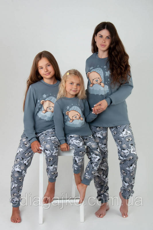 Піжама жіноча Family look утеплена з футера з начосом 42,44,46,48,50,52 ...