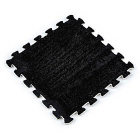 Підлога-пазл плюшевий м'який 30х30х1см 1шт, килимок-пазл з ворсом, модульний килим з плюшевим покриттям, Чорний