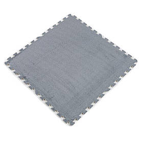 М'який килимок-пазл з коротким ворсом, плюшева пухнаста підлога-пазл 60х60х1см 1 шт, Світло-сірий