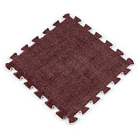 Підлога-пазл плюшевий м'який 30х30х1см 1шт, килимок-пазл з ворсом, модульний килим з плюшевим покриттям, Коричневий