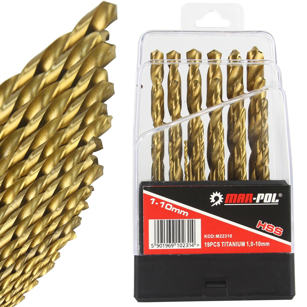 Набір свердл титанових по металу mar-pol 19 el, фото 1