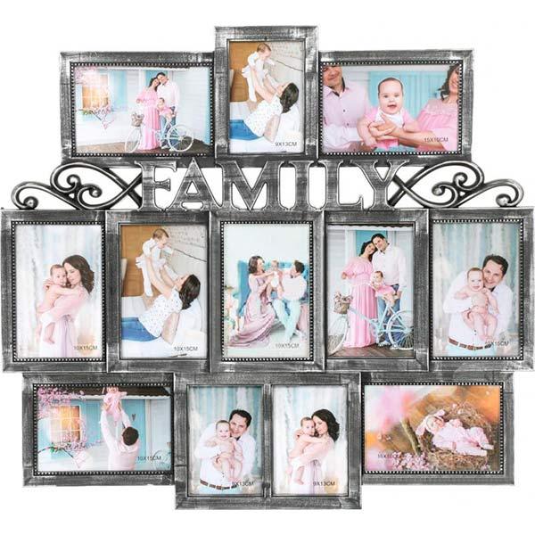 Фоторамка сіра family на 12 фото