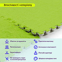 Підлога-пазл 60х60х1cм плюшевий настил для підлоги салатовий SW-00002095, фото 6