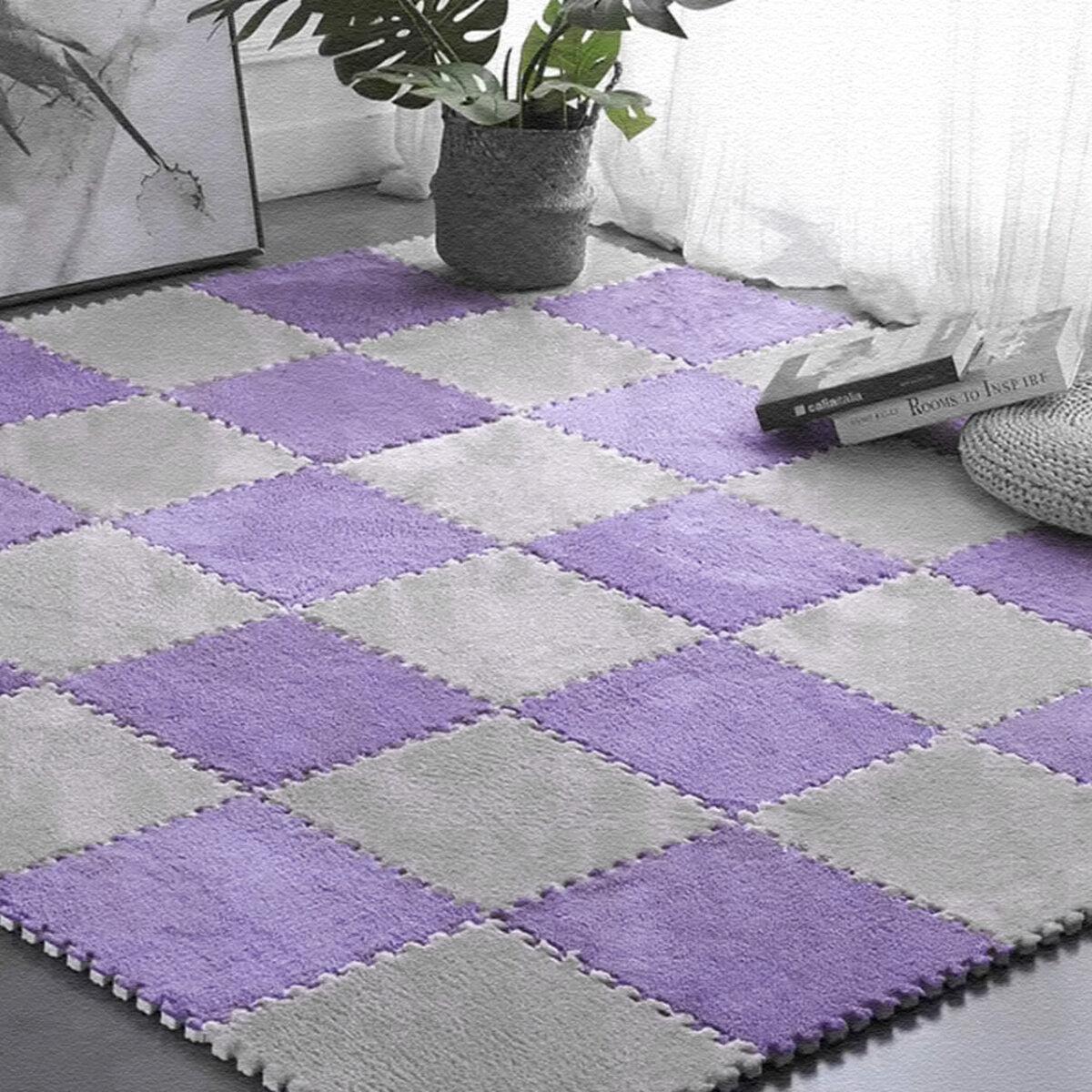 Підлога-пазл 30*30*1см настил для підлоги плюшевий м'який теплий підлога фіолетовий SW-00002086