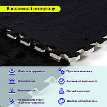 Підлога-пазл 60х60х1cм плюшевий настил для підлоги чорний SW-00002079, фото 4
