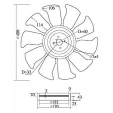 Вентилятор, крильчатка двигуна NISSAN K25 № N-21060-FU410, N-21060-FU40A, HY76000709, N21060FU410,, фото 3