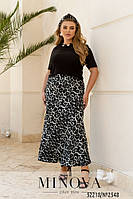 Женственная яркая макси-юбка из штапеля Леопард Размеры от 46-48 до 66-68