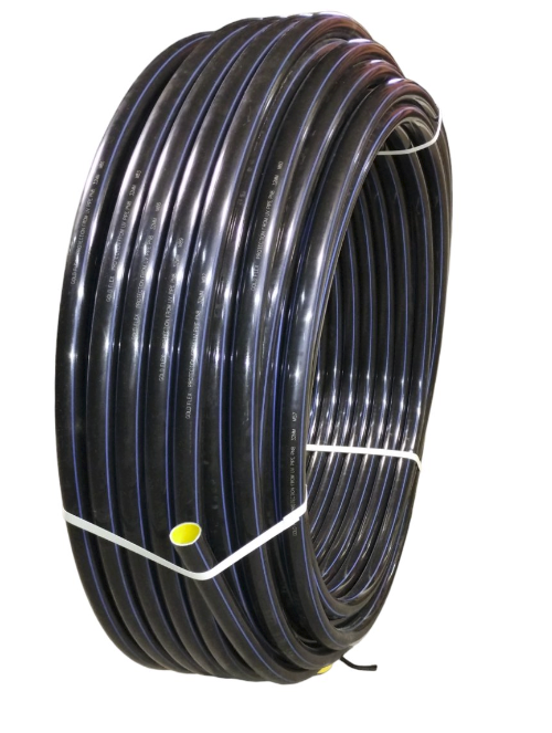 Труба ПЕ чорна із синьою смужкою d-63 (100 м) 8 атм, фото 1