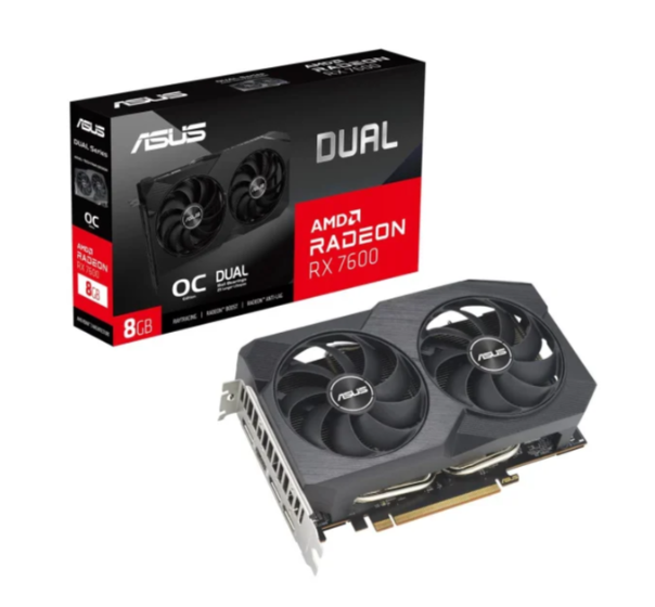 Відеокарта ASUS Radeon RX 7600 Dual OC V2 8GB GDDR6 (DUAL-RX7600-O8G-V2)