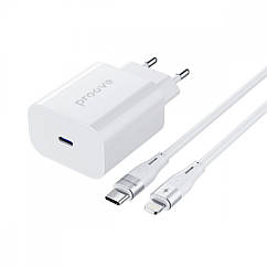 СЗУ Proove Rapid 20W (Type-C) + Кабель Type-C to Lightning white