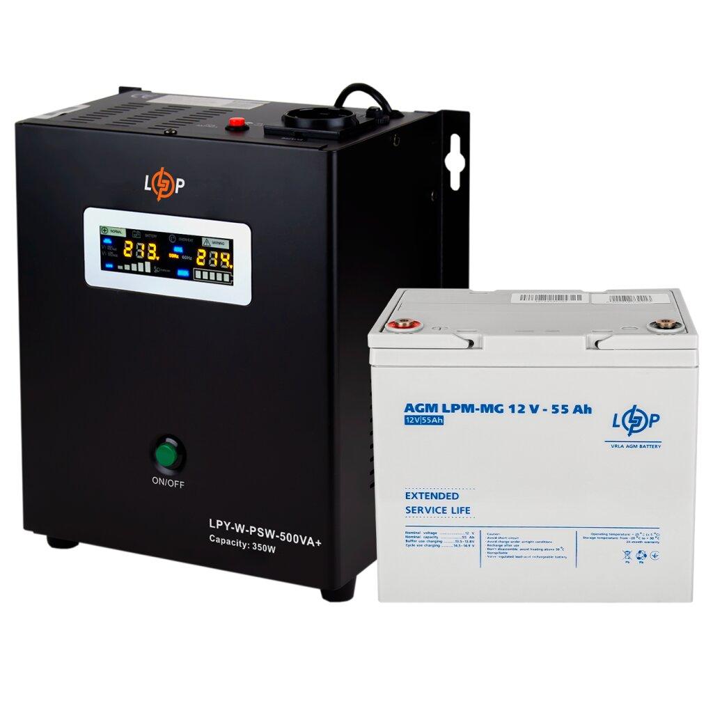 Комплект резервного живлення LogicPower ДБЖ 12V LPY-W-PSW-500VA з мультигелевим акумулятором LPM-MG 12V - 55 A