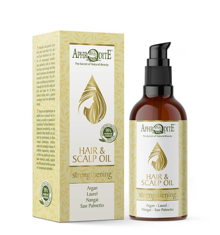 Зміцнювальна та поживна олія для волосся та шкіри голови Aphrodite Hair and Scalp Oil Strengthening