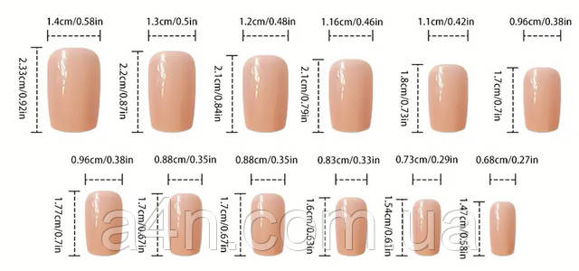 Накладные ногти - Интернет-магазин A4N Размеры накладных ногтей