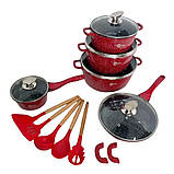 Набір каструль зі сковорідкою та сотейником Higher Kitchen НК305 з антипригарним покриттям для всіх типів плит, фото 2