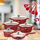 Набір каструль зі сковорідкою та сотейником Higher Kitchen НК305 з антипригарним покриттям для всіх типів плит, фото 10