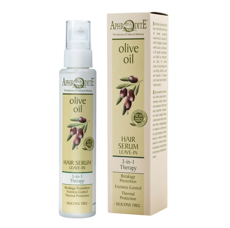 Незмивна сироватка для волосся з оливковою олією Aphrodite Olive Oil Hair Serum Leave-in Reparative Therapy