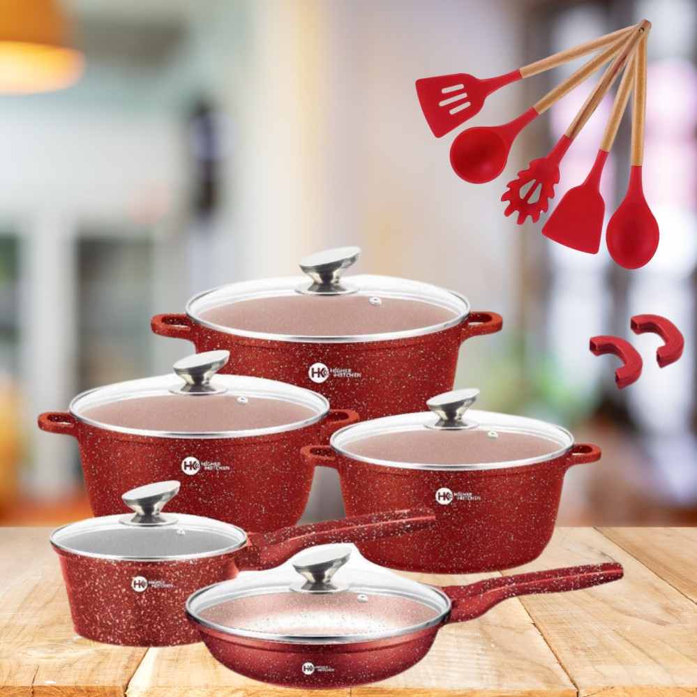 Набір каструль зі сковорідкою та сотейником з антипригарним покриттям Higher Kitchen НК305 для всіх типів плит