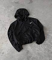 Жіноча осіння повсякденна укорочена куртка з капюшоном.Кофта коротка на блискавці з плащової тканини,принт Nike