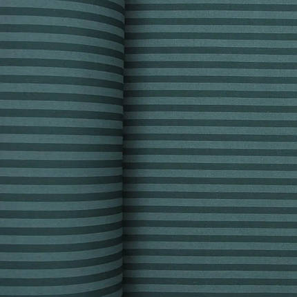Натяжне бавовняне простирадло бязь на гумці темно - зеленого кольору (140*200*25) двоспальне однотонне в смужку, фото 2