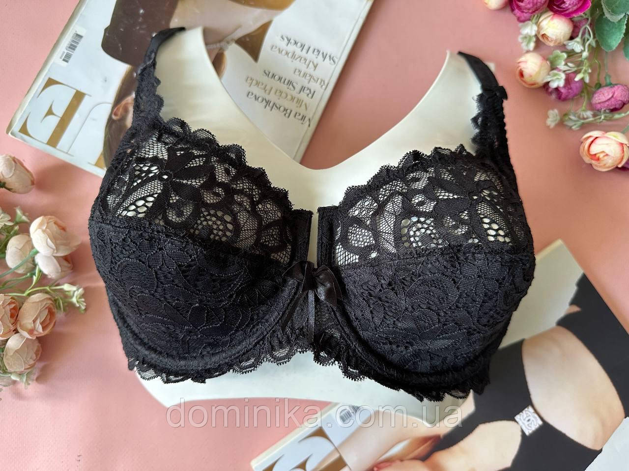 85/90D Мереживний бюстгальтер на чашку D чорний