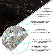 Самоклеюча вінілова плитка в рулоні 600х3000х2мм Чорний мармур Глянец SW-00001289, фото 2