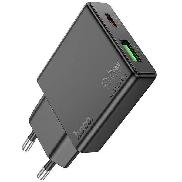 Зарядний пристрій HOCO N38 PD20W+QC3 (1 Usb/1Type-C) Black