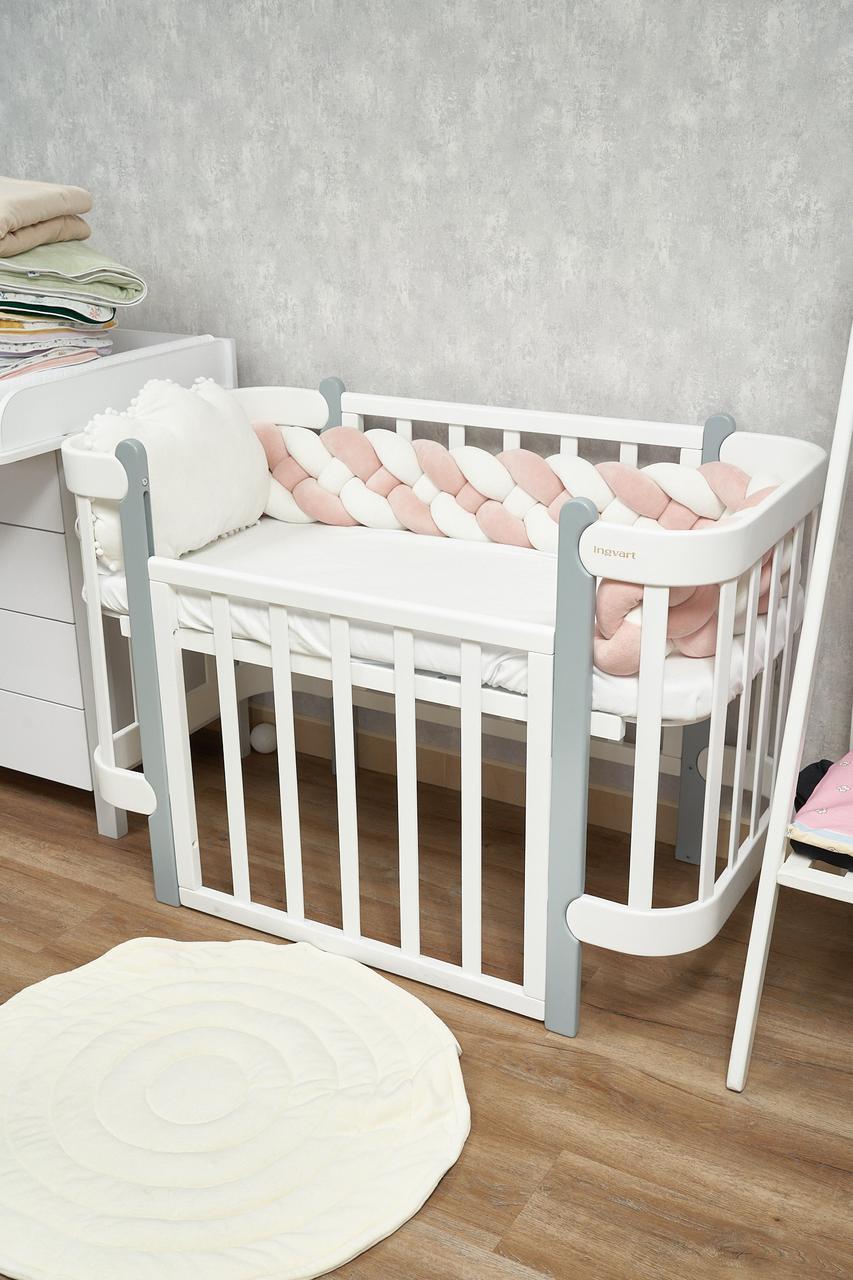 Бампер — косичка Twins 4-х пасова 200 см, пудрово-рожевий
