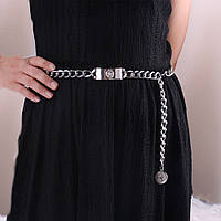 Жіночий декоративний ремінь-ланцюжок, прикраса для одягу "Silver Belt" (сріблястий)