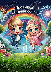 Вафельна картинка для кондитерських сиробайв "До побачення, дитячий садок", (лист А4)