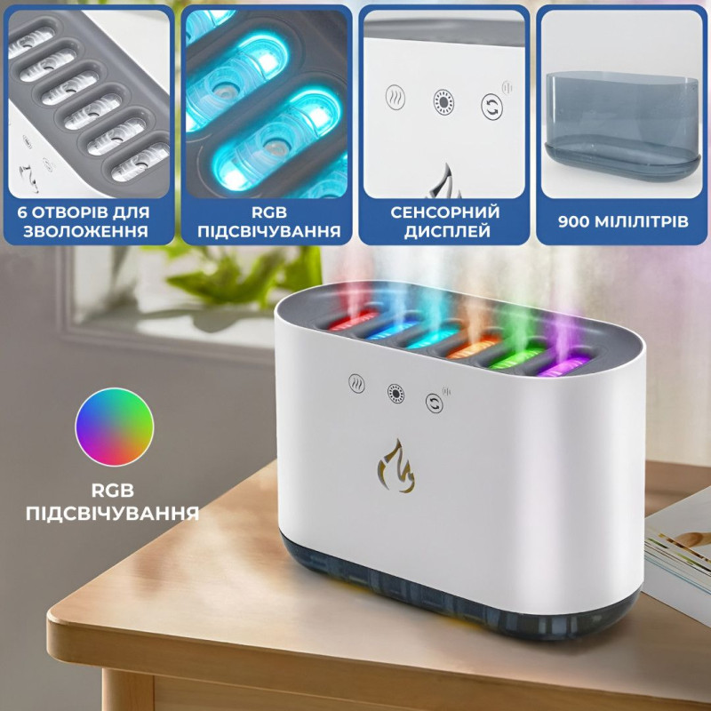 Зволожувач повітря з RGB-підсвіткою музичний фонтан 900 мл