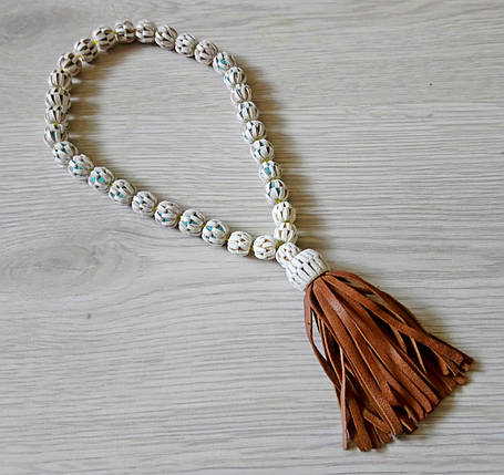 Плетені чотки зі шкіри, ручна робота, 33 намистини., фото 1