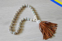 Плетені чотки зі шкіри, ручна робота, 33 намистини., фото 4