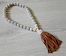 Плетені чотки зі шкіри, ручна робота, 33 намистини., фото 5