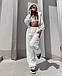 Жіночий стильний базовий спортивний велюровий костюм трійка худи на блискавці топ штани палаццо, фото 9