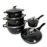 Набір каструль із сотейником та сковородою Higher Kitchen НК305 з антипригарним покриттям для всіх типів плит, фото 2