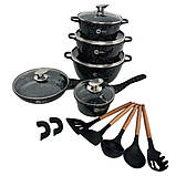 Набір каструль із сотейником та сковородою Higher Kitchen НК305 з антипригарним покриттям для всіх типів плит, фото 8